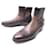 SANTONI SHOES FUR-LINED BOOTS BROWN LEATHER 8.5 42.5 43 + BOOTS BOX  ref.650061