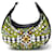Chloé CHLOE LUNE HANDBAG IN CANVAS EMBROIDERED WITH MULTICOLORED PEARLS HOBO PEARLS BAG Black Cloth  ref.650089