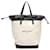 Yves Saint Laurent Sacola de compras de lona e couro com cordão de pelúcia Branco  ref.650222