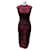Alexander Mcqueen Red Black Lace Intarsia Bodycon Dress Size S Wool  ref.650282