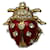 Christian Dior Magnífico broche de alfiler de mariquita Dior Roja Gold hardware Metal  ref.652394