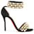 Christian Louboutin Black Suede with Gold Studs & Pearls Tudor Bal 100 Sandals  ref.655818