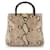 Gucci Beige & Brown Snakeskin Leather Bag With Black Bamboo Top Handles  ref.656042