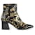 Chanel Black and Metallic Gold Leather Graffiti Ankle Booties  ref.656053