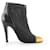 Chanel Black Stretchy Mesh & Gold Captoe Ankle Booties Synthetic  ref.656271