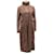 Abrigo con pliegues en lana marrón con botonadura forrada de Valentino Castaño  ref.656274