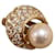 Christian Dior Costume Pearl Pave Stone Moon Orecchino/Lega/Placcatura-5.0g/Oro/Bianco/Christian Dior Golden D'oro  ref.656774