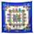 Hermès HERMES SCARF THE RIBBONS OF THE HORSE METZ CARRE 90 SILK BLUE SILK SCARF  ref.657919