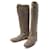Hermès SHOES BOOTS HERMES CAVALIERES 39 TAUPE SUEDE LEATHER BOOTS  ref.658035