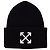 Off White Arrows Ribbed Beanie in Black / Lilac