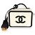 Vanity Chanel White Quilted Caviar Kleiner filigraner Kosmetikkoffer Weiß