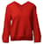 Jil Sander V-neck Sweater in Red Polyester  ref.659250