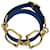 Bracelet Tour doublé Hermès Etrier en cuir bleu électrique et or  ref.659275