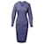 Vestido midi manga longa decote em bico Victoria Beckham em algodão azul  ref.659288