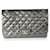 Timeless Chanel Grey Patent Leather Stripe Jumbo Double Flap   ref.659436