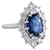 Sortija Vintage marquise en oro blanco 18k zafiros y diamantes Azul  ref.660440