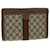 GUCCI Pochette in tela GG Canvas Web Sherry Line Beige Rosso Verde Auth am3107