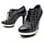 CHANEL G BOOTS SHOES29839 RICHELIEU A TALONS 35.5 quilted leather Black  ref.663619