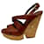 Yves Saint Laurent Vintage YSL wedge sandals from the Tribute series Brown Chestnut Leather  ref.664550