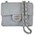 Timeless Bolsa transversal com ferragens prateadas de algodão mini quadrado Chanel Azul Azul claro  ref.666287
