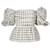 Self portrait Self-Portrait Puff-Sleeve Peplum Checked Top in Cream Polyester  White  ref.668007