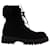 Stivali da combattimento Sergio Rossi in pelle scamosciata nera con bordo in pelliccia sintetica Nero Svezia  ref.669523