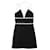 Prada AW14 Vestido corto con ribete de cuero Negro Seda Lana  ref.670822