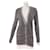 *Chanel 09C Gestreifte Cocomark-Strickjacke mit langen Ärmeln Weiß Grau Seide Baumwolle Polyester Nylon  ref.674532