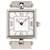 *Reloj cuadrado Van Cleef & Arpels de cuarzo con esfera blanca SS Blanco Cuero Acero  ref.674544