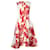 Vestido midi floral com painéis Thom Browne em seda vermelha Vermelho  ref.675597