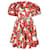 Dolce & Gabbana Abito con volant a fiori in cotone rosso  ref.675734