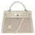 Hermès Muy raro bolso Hermes Kelly 32 Bandolera bimaterial de lona beige y cuero box blanco roto, adornos de metal chapado en oro Lienzo  ref.677120