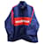 Balenciaga Windjacke mit Reißverschluss und Logo aus rot/blauem Nylon  ref.677387