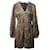 Ganni Leopard Puff-Sleeve Mini Dress in Animal Print Silk  ref.677546