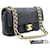 Chanel 2015 Chevron V-Stitch Leather Chain Flap Shoulder Bag Black  ref.679637