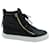 Giuseppe Zanotti Baskets Montantes London en Cuir Noir Embossé Croco  ref.685372