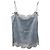Escada Camisole with Lace Trim in Light Blue Silk - view 6