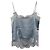 Escada Camisole with Lace Trim in Light Blue Silk - view 7