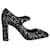 Dolce & Gabbana Sequined Mary Jane Pumps in Black Leather   ref.691531