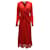 Self portrait Self-Portrait Draped Lace-Trimmed Maxi Dress in Red Viscose Cellulose fibre  ref.694817