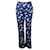 Msgm Pantalon à motif de feuilles bleu et blanc Polyester  ref.695982