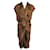 Lanvin Vestido franzido de seda marrom chocolate  ref.696035