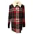 Saint Laurent Shearling-Trimmed Checked Coat in Red Wool  ref.696712