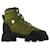 Ganni Cleated Lace Up Hiking Boot en Khaki Leather Green  ref.696723