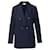 Sandro Paris Double-Breasted Blazer in Navy Cotton  Blue Navy blue  ref.696903