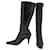 Prada boots in black leather square point toes with top buckle  ref.698399