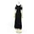 *[CHANEL] Chanel Open Shoulder Black Dress Long One Piece 07c Size 40 Lace Rayon Knit Stretch Black Cotton Nylon  ref.699355