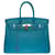 Espléndido bolso de mano Hermès Birkin 35 cm de piel Togo azul Saint-Cyr con pespuntes blancos Cuero  ref.700426