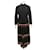 Louis Féraud Vestido vintage de Louis Feraud en estilo New Romantics / Goth Castaño Negro Algodón Acetato  ref.700427