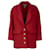 Giacca con risvolto arrotondato in lana Chanel Rosso  ref.703660